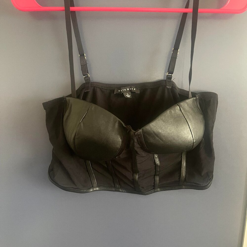 Black Leather-Like Bralette